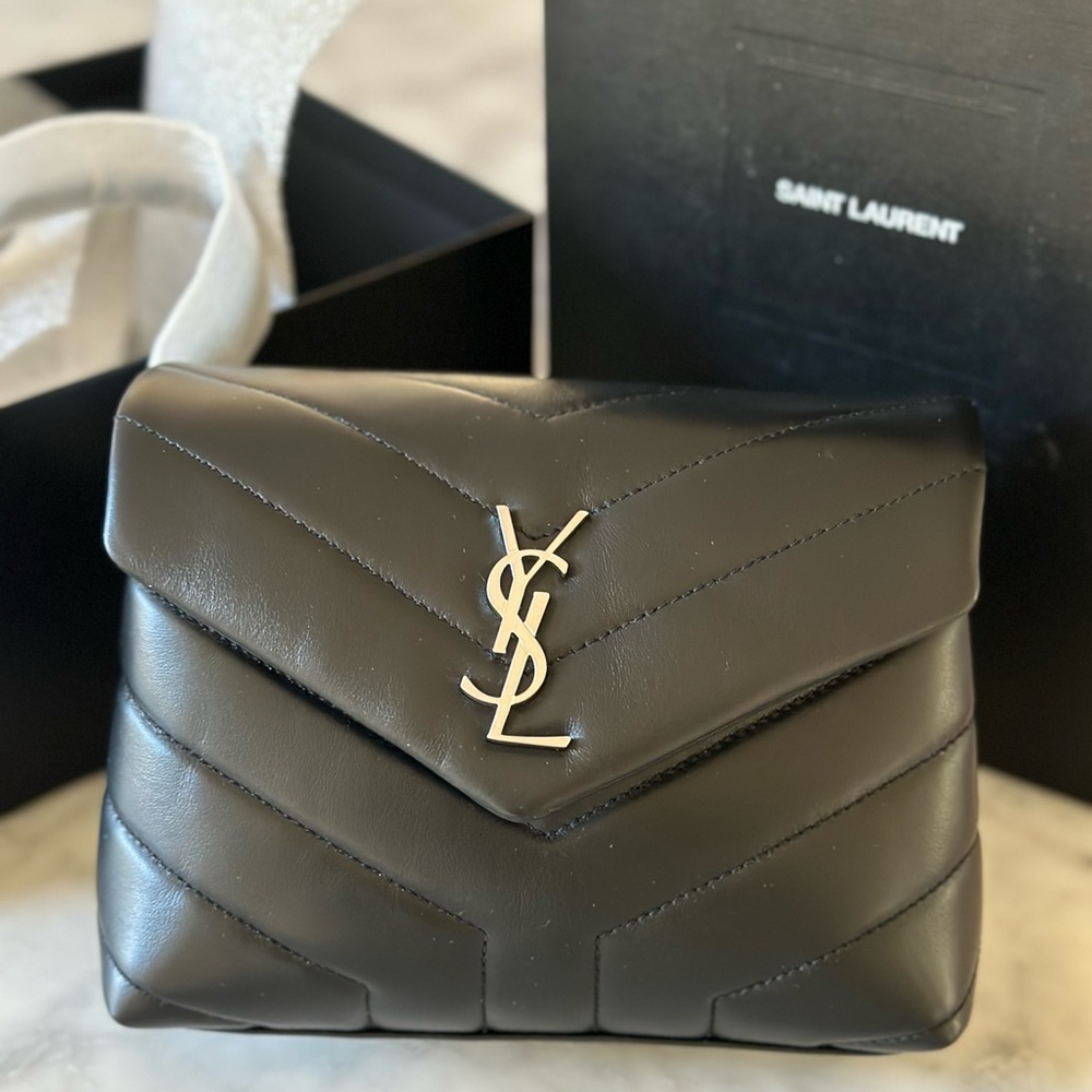 Ysl Saint Laurent toy Lou Lou bag black and silver new in box